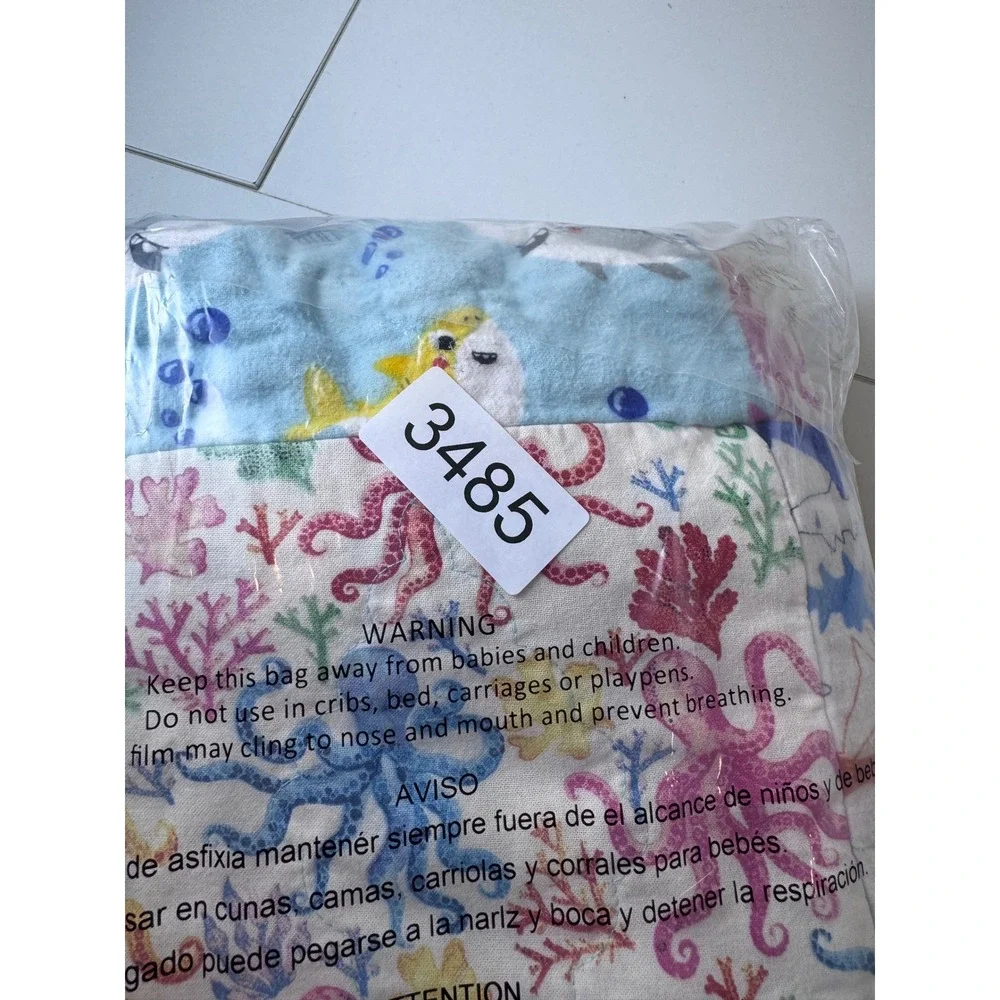 Handmade Shark Sea Creature Flannel Rag Quilt Kids Soft Coastal Nautical‎ Indie